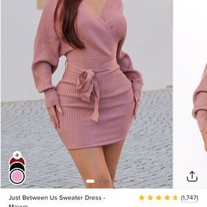 Fashion Nova Pink Long Sleeve Sweater Dress